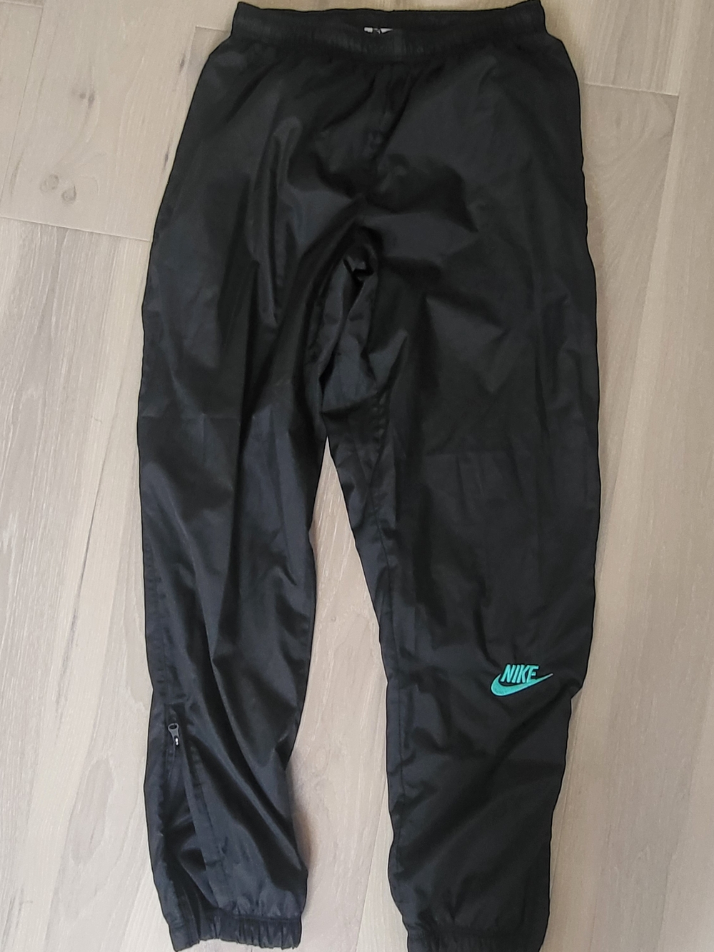 Nike Black Windbreaker Pants with Teal Logo